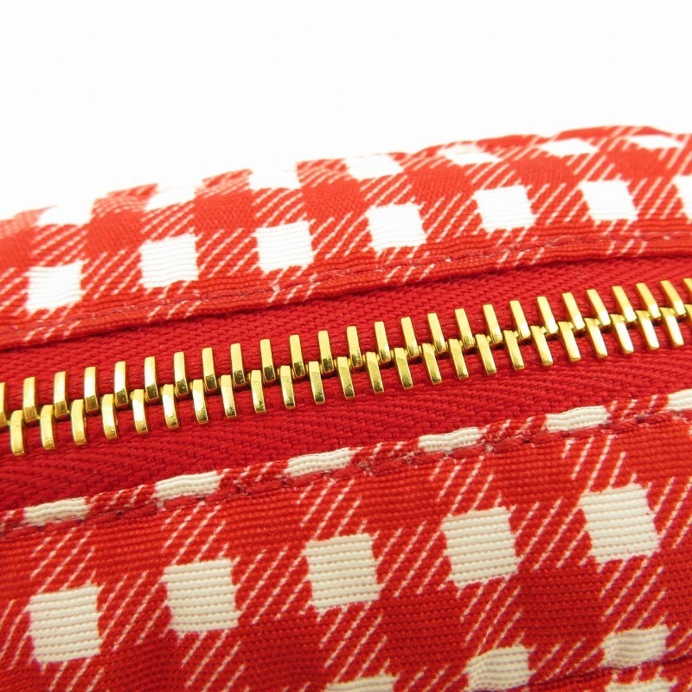 Miu Miu Faille Gingham Check Pouch Red - image 4
